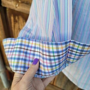 Viyella Pastel Striped Flip Cuff Dress Shirt size XL